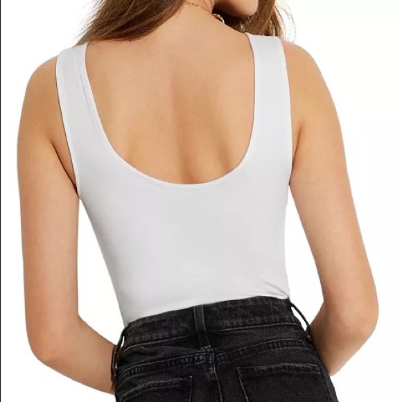 GUESS Y2K 90's Vibes White Red Classic Triangle Logo Bodysuit - Picture 2 of 12